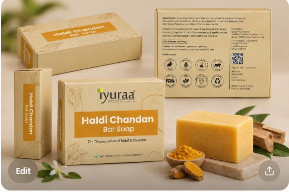Iyuraa Turmeric & Sandalwood Bar Soap with Shea Butter & Botanical Oils – 100 g