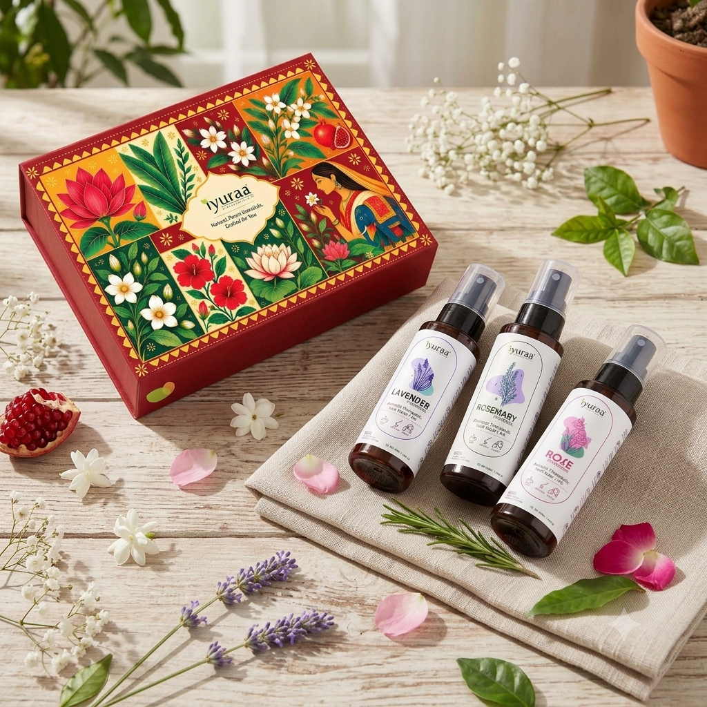 Iyuraa Diwali Hydrosol Gifting Combo – Rose, Rosemary & Lavender Hydrosol | 3-Piece Natural Self-Care Gift Set