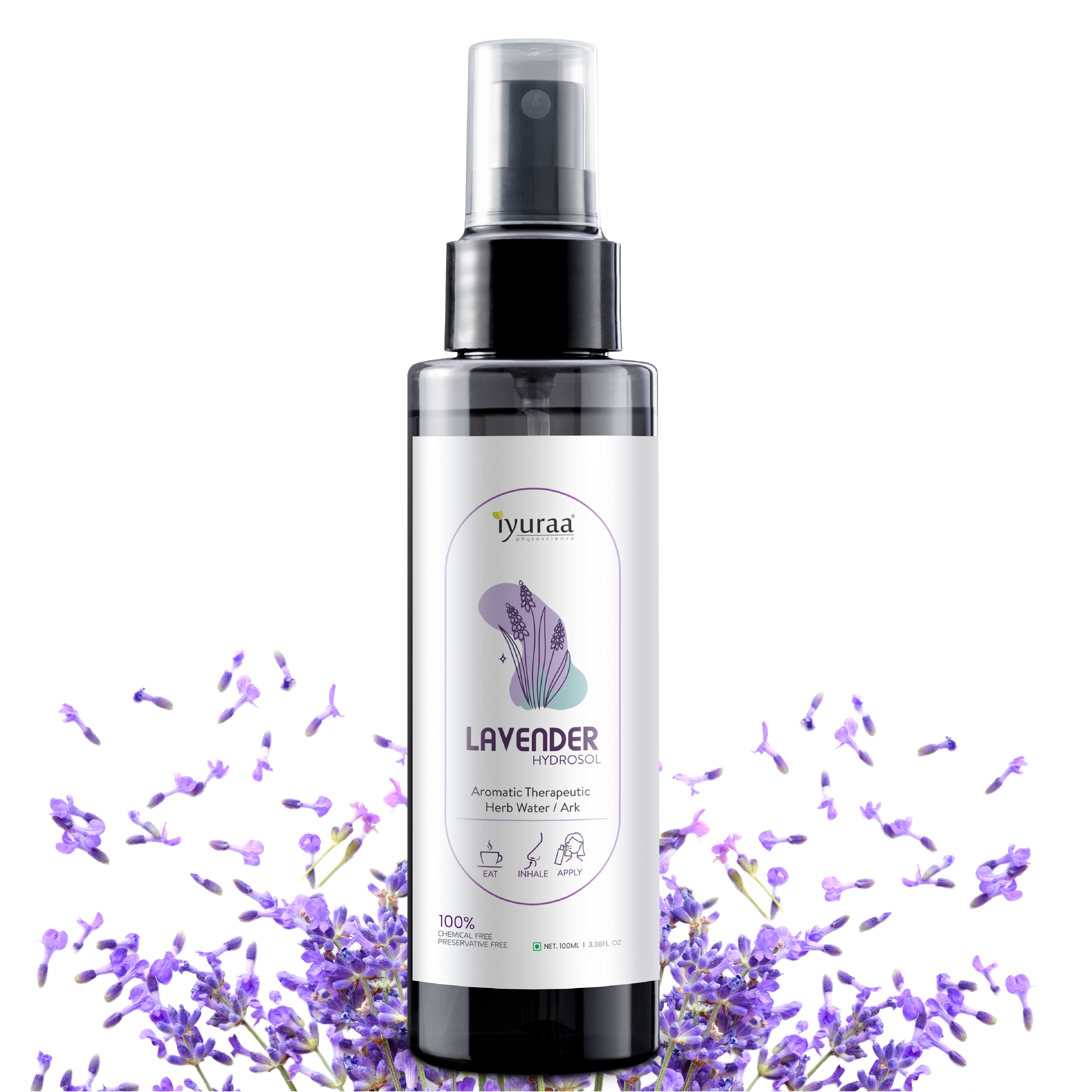 Lavender Hydrosol steam distilled floral water bottle