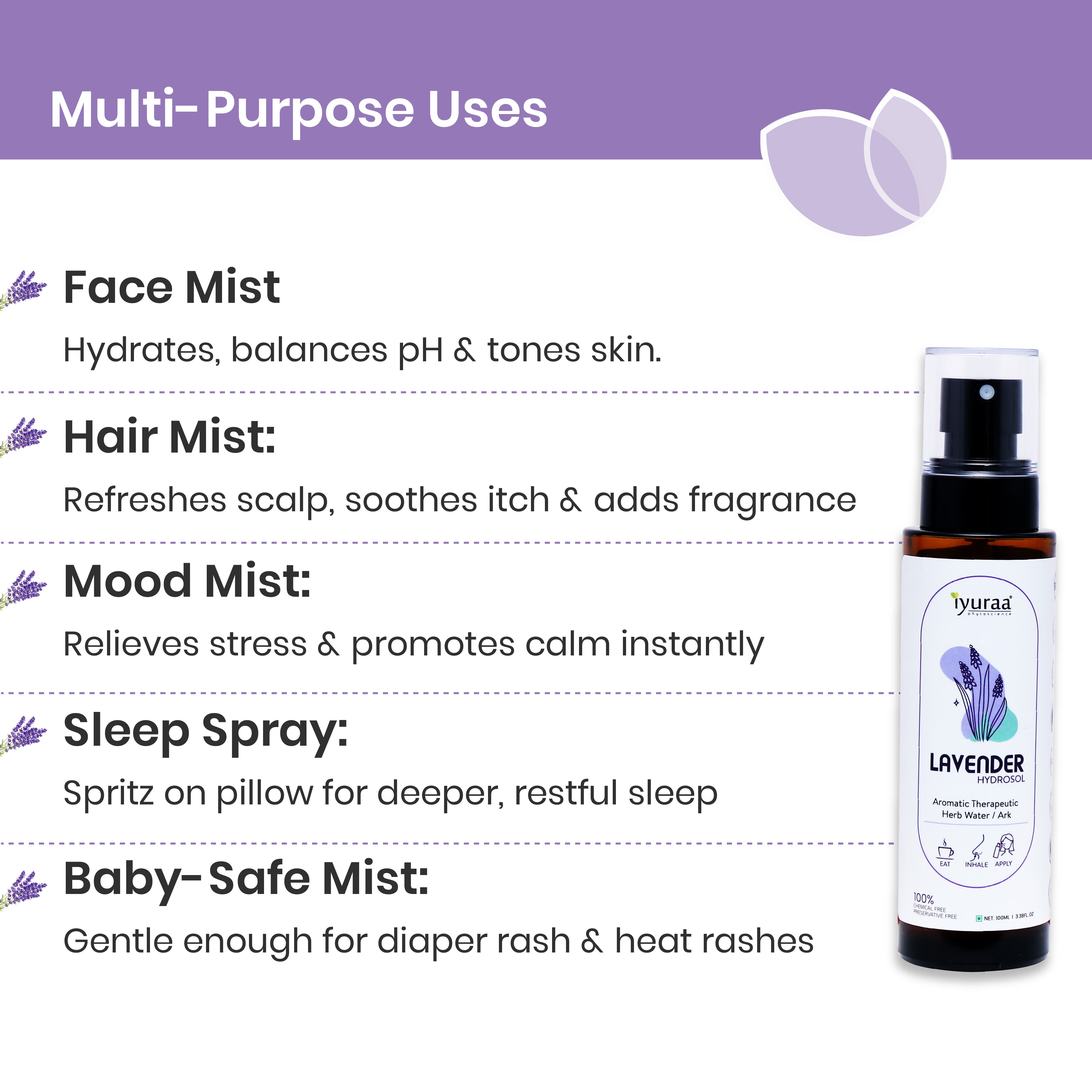 Lavender Hydrosol Natural Soothing Aromatic Elixir