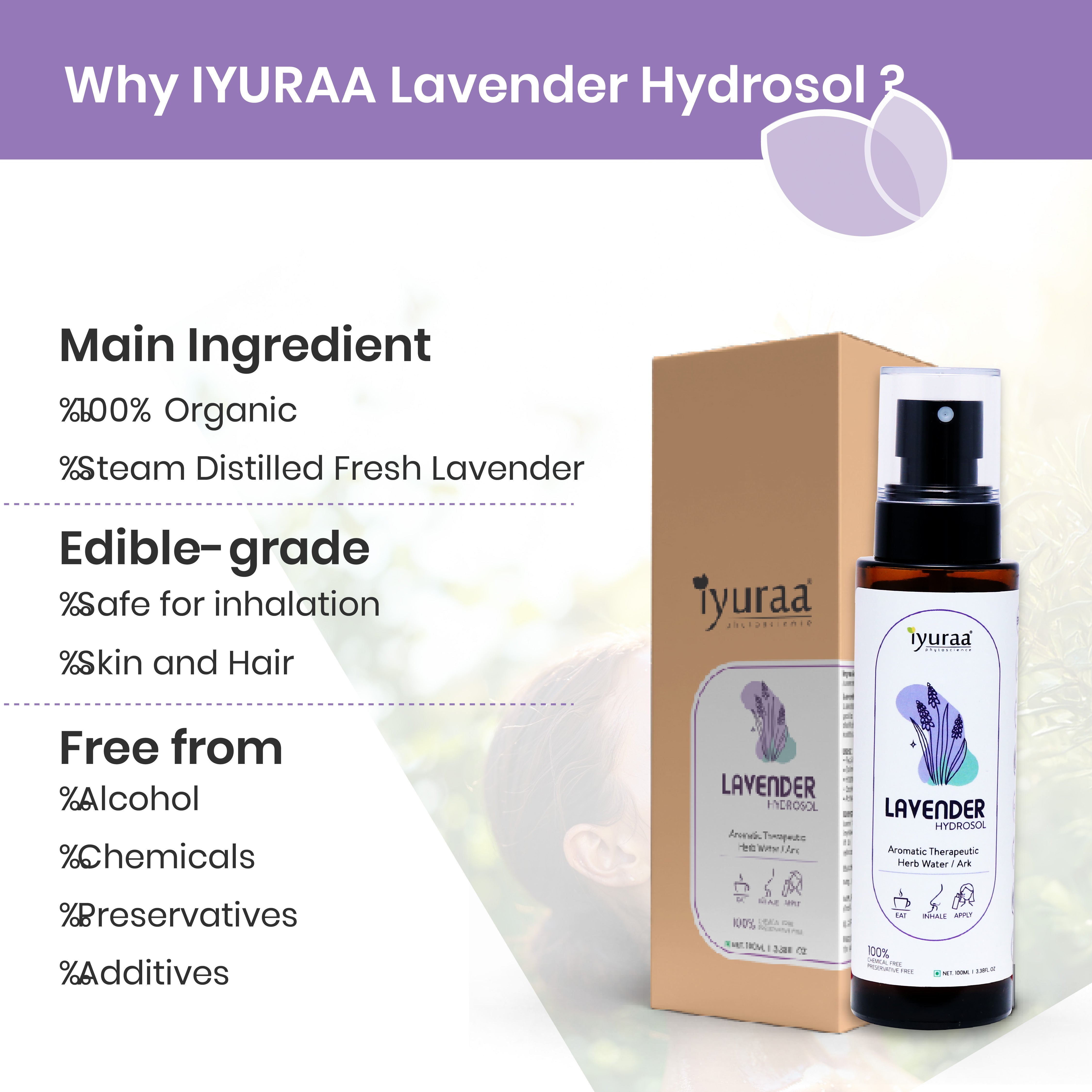 Lavender Hydrosol Natural Soothing Aromatic Elixir
