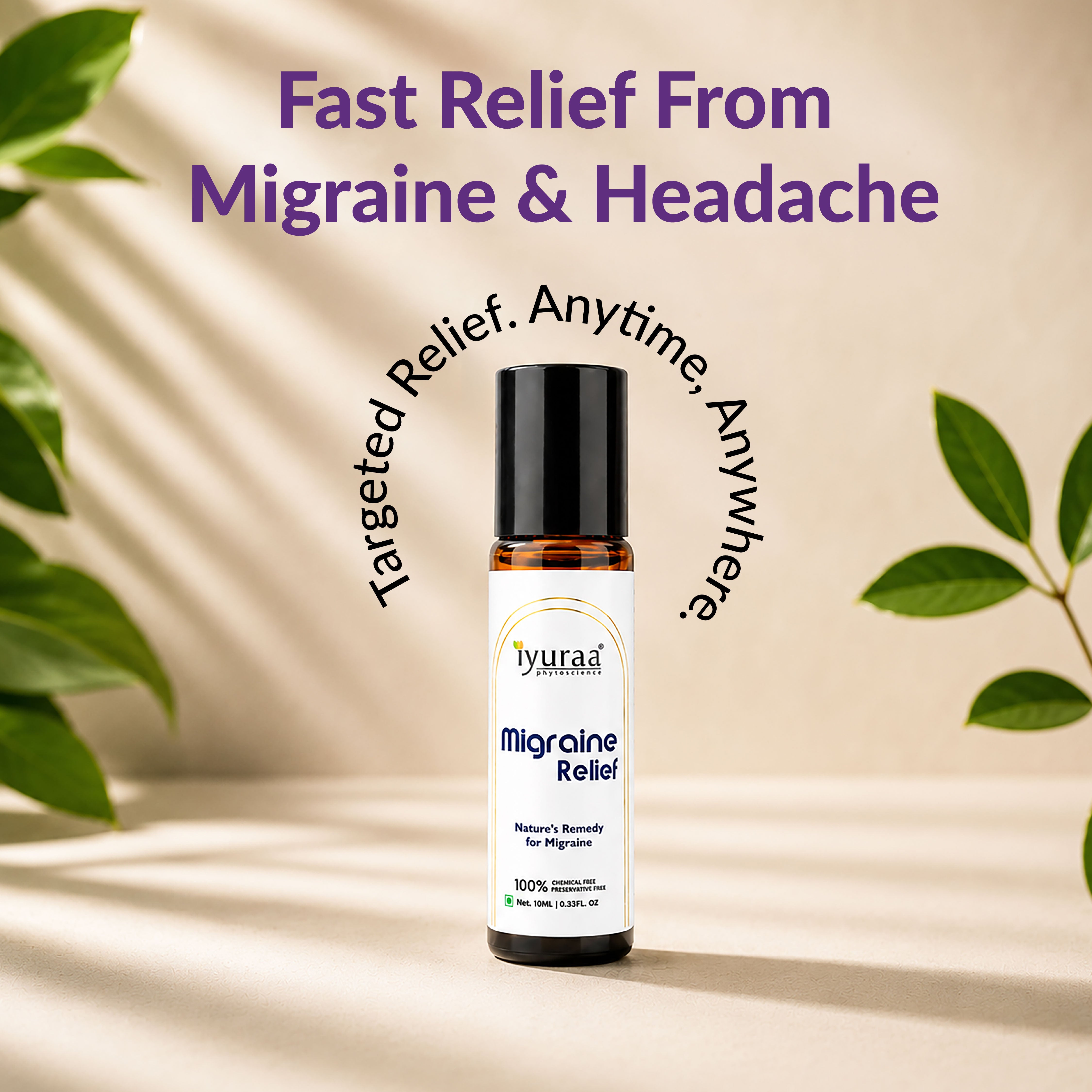 Migraine Relief Roll-On, Nature's Remedy, 100% Chemical Free, Preservative Free