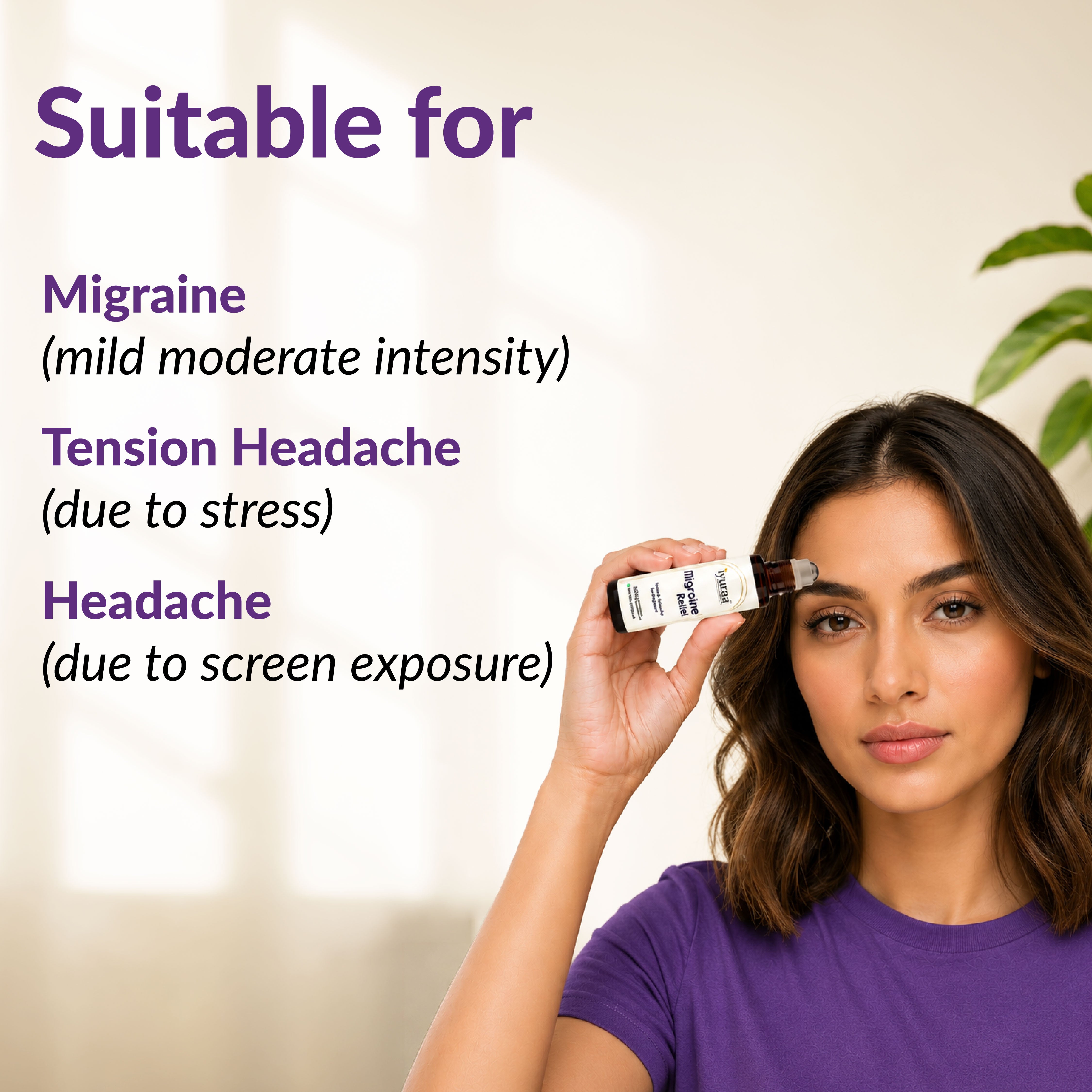Migraine Relief Roll-On, Nature's Remedy, 100% Chemical Free, Preservative Free