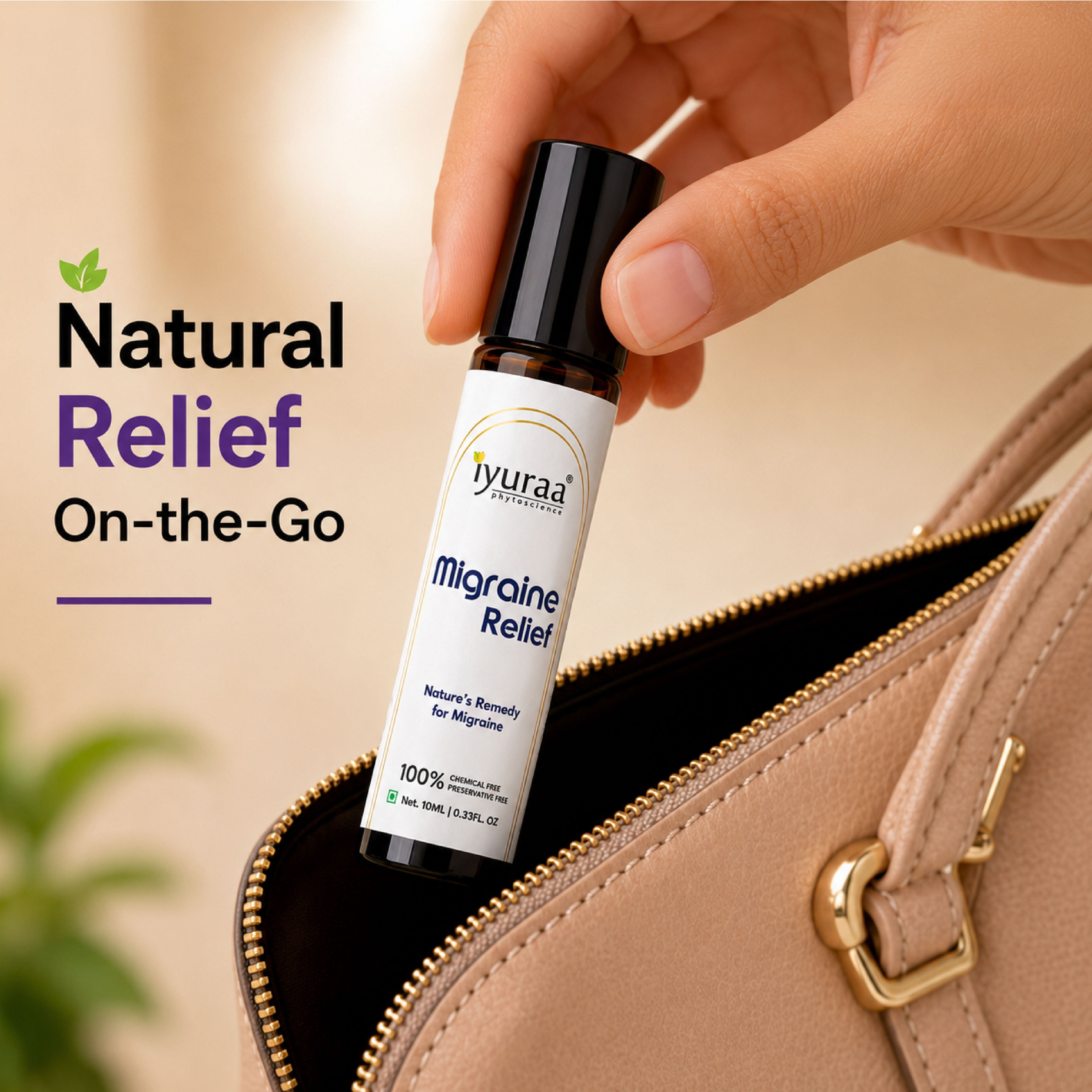 Migraine Relief Roll-On, Nature's Remedy, 100% Chemical Free, Preservative Free