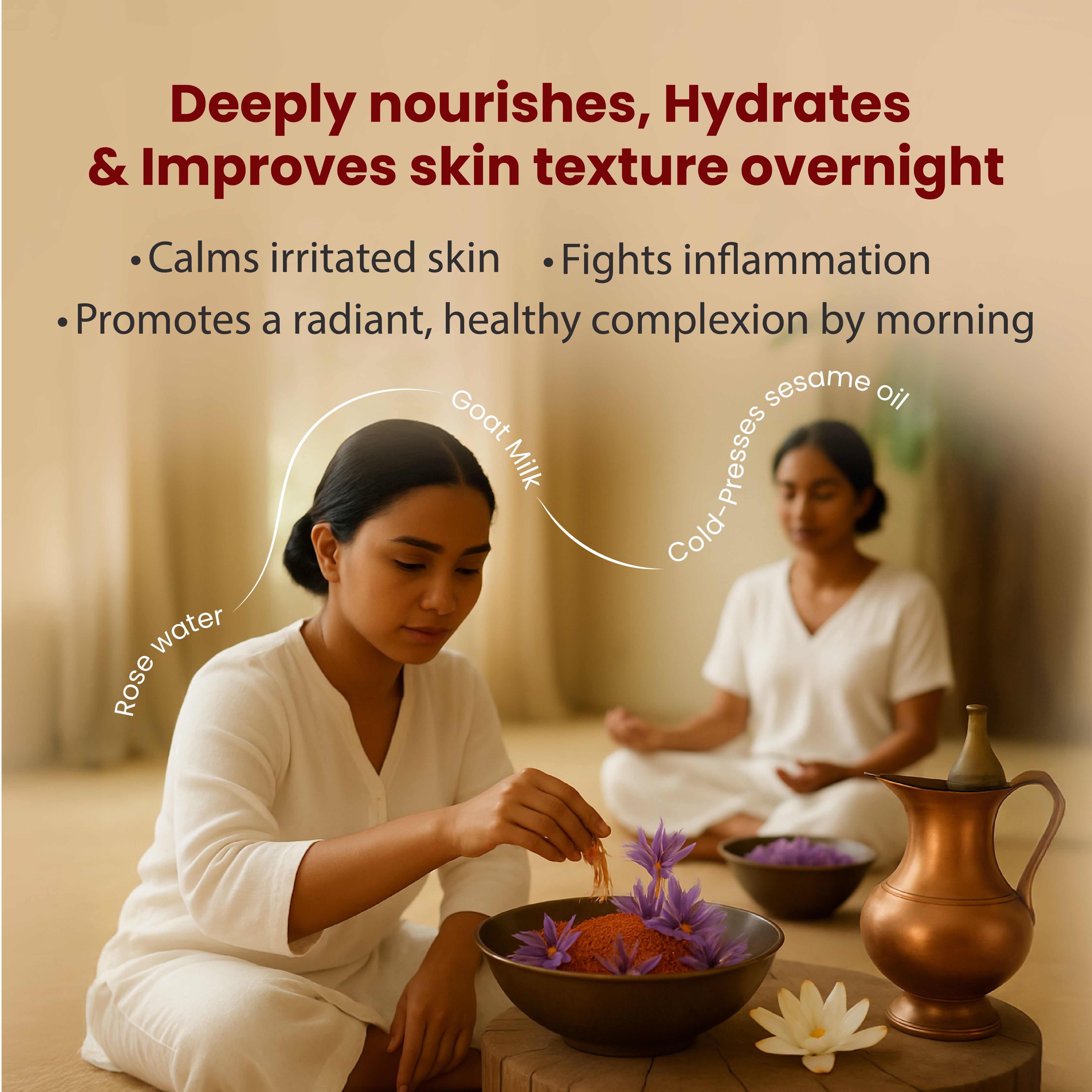 Close-up of Face Night Oil texture on skin

