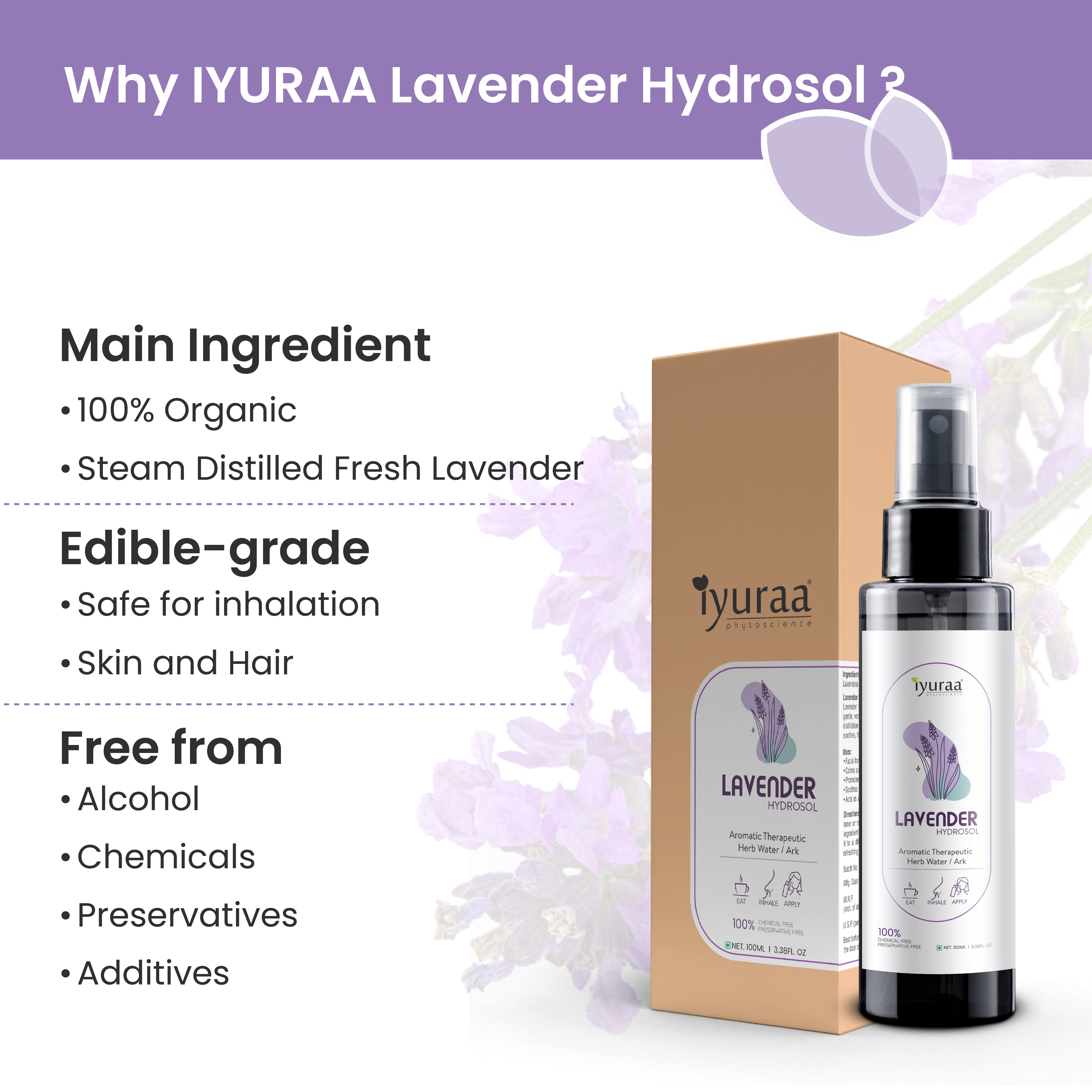 Refreshing lavender hydrosol applied on face