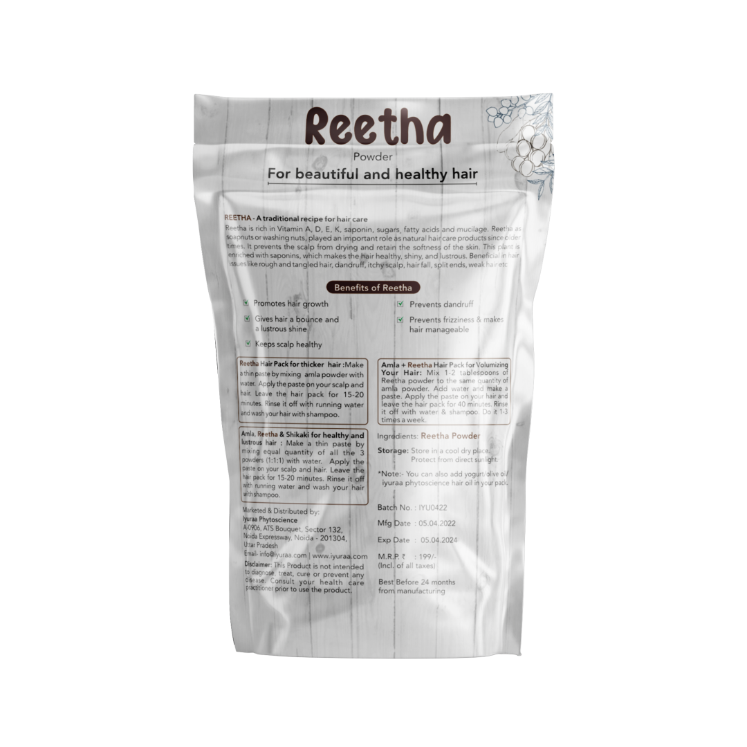 Close-up of Reetha powder highlighting key ingredients

