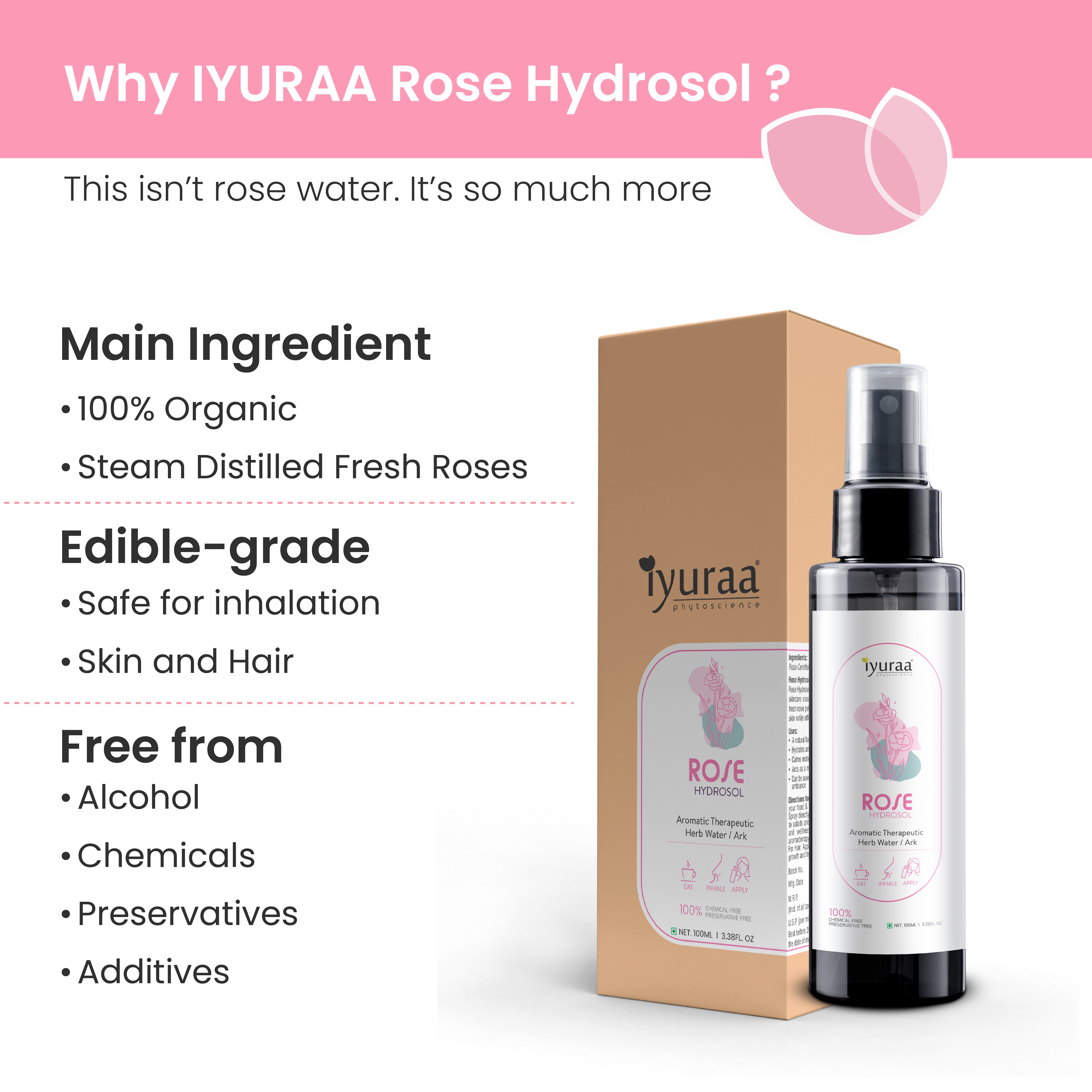 Application of rose hydrosol on facial skin