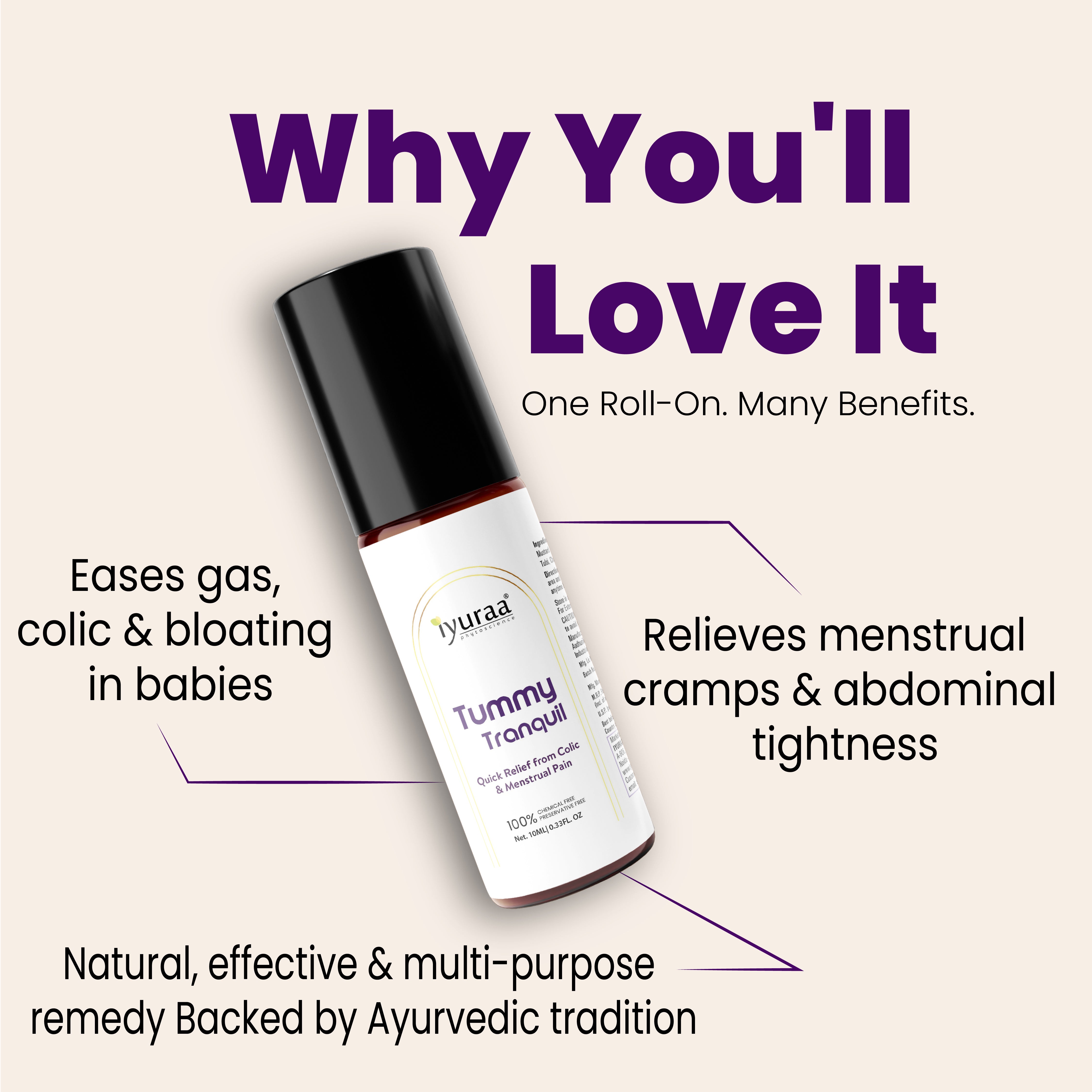 Label close-up of Tummy Tranquil roll-on